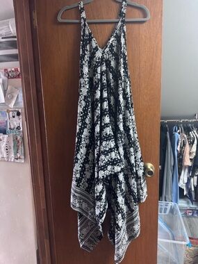 Black and White Floral Handkerchief Romper